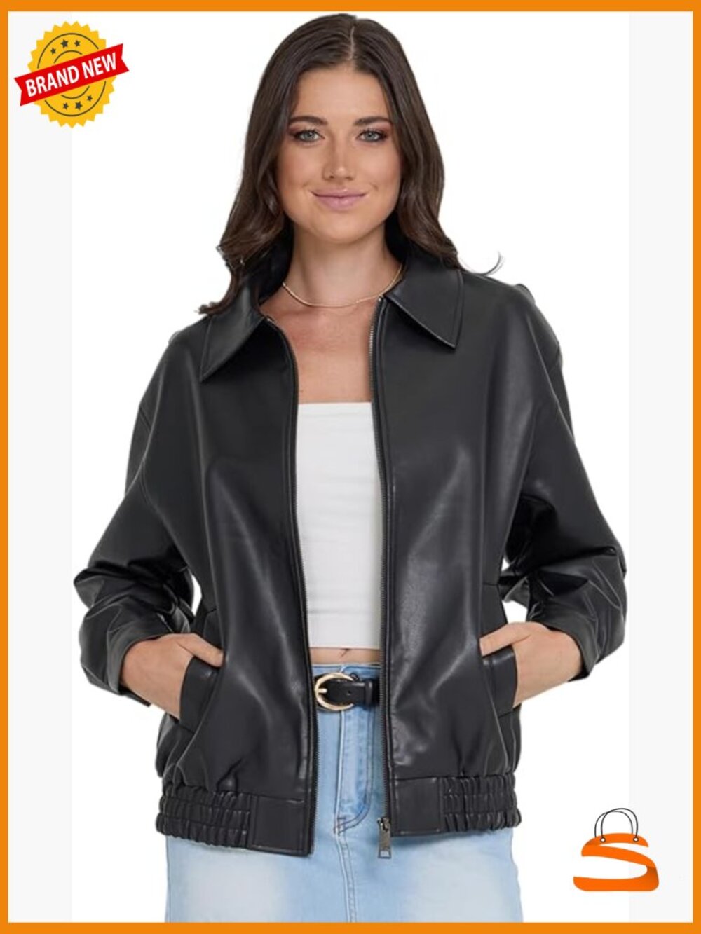 Faux Leather Oversized Bomber Jacket Women Plus Size Motorcycle